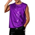 thumbnail image 4 of INSPIRE CHIC Metallic Tank Top for Men's Sleeveless Party Club Shining Vest 2XL Purple, 4 of 4