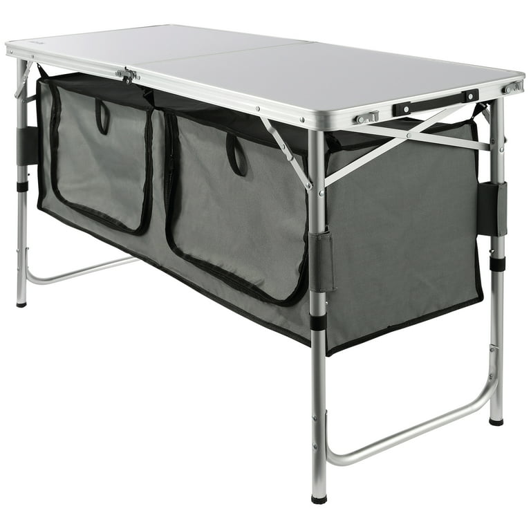 BENTISM Camping Kitchen Table Folding Portable Cook Table 1 Cupboard &  Windscreen 