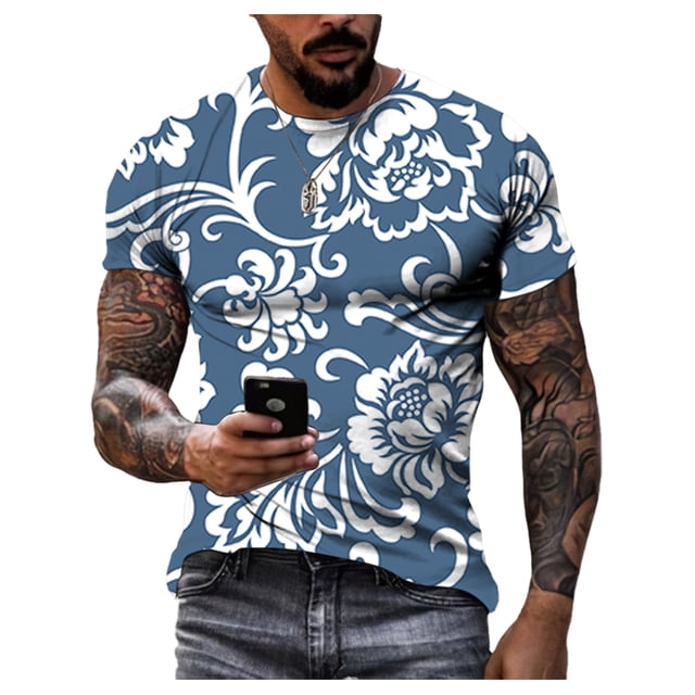 Nouveau T-Shirt d'Été Mode Personnalité Impression 3D pour Hommes Manches Courtes Décontracté Confortable Classique Rétro Col Rond Grande Taille