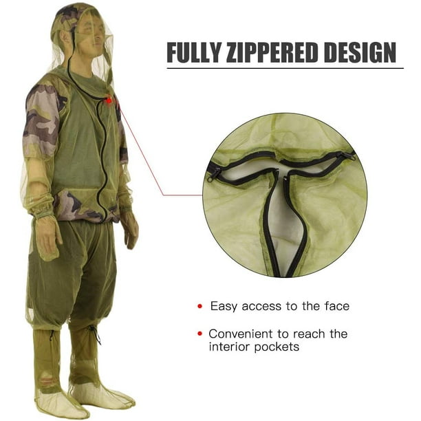 Mesh Hooded suits Clothing Breathable Adventure Clothes Lightweight net  Pants Jacket for Fishing Protecting Hunting Unisex