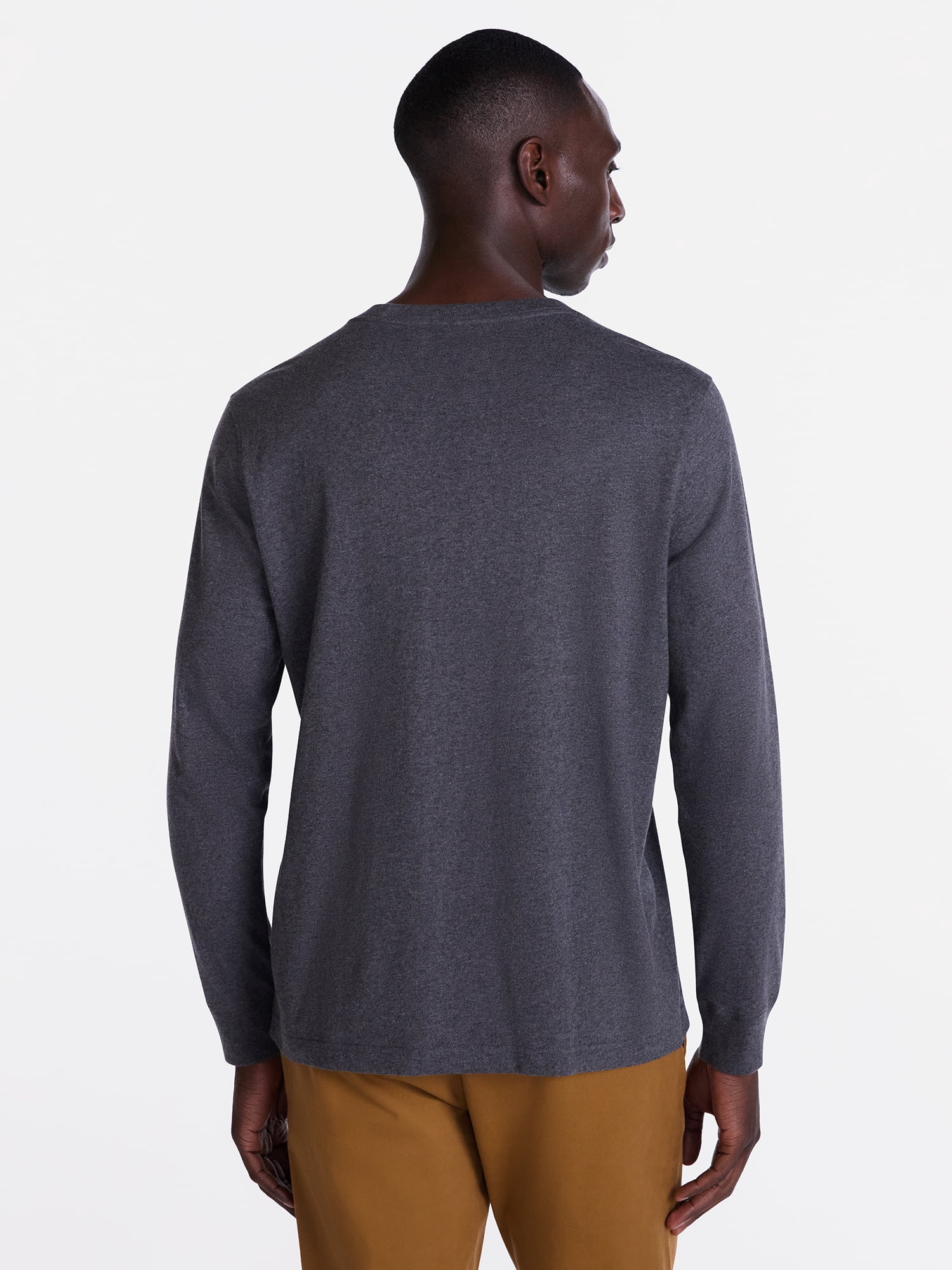 George Men's and Big Men's Cotton Crewneck Tee with Long Sleeves, Sizes XS-3XL, Big 2XB-6XB & Tall MT-4XLT