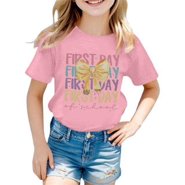 Kureaily Stylish Girls Tops For Everyday Wear Loose Fit Tees & Shirts For Ages 3 16 Perfect For Spring And Summer Easy To Clean Great For
