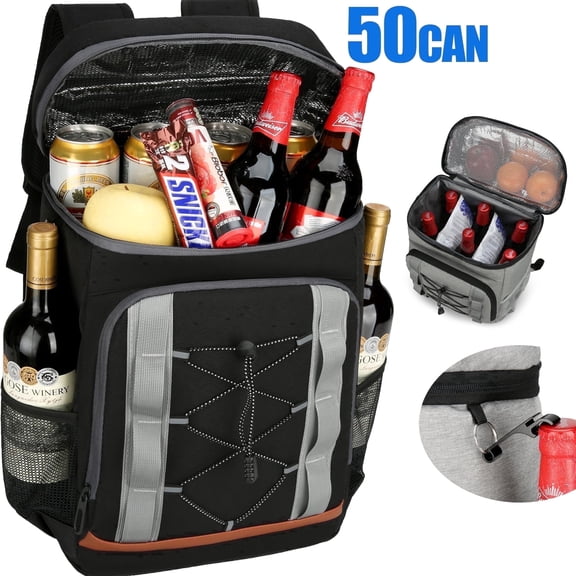 Baxlen Insulated Backpack Cooler, 36 L Volume Capacity, 50-Can Capacity, 20-Hour Ice Retention, Black