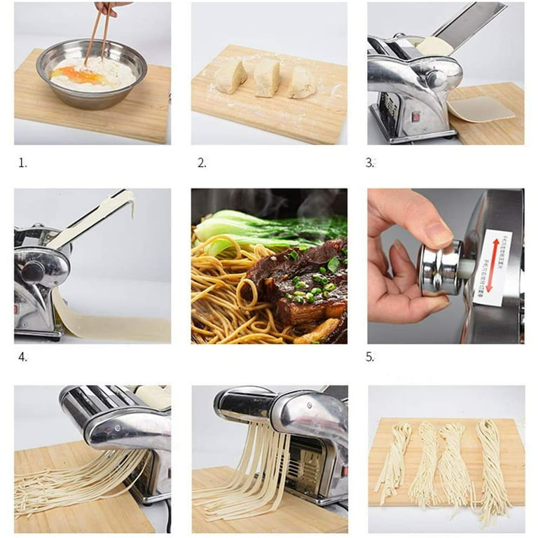 SHANNA Pasta Noodle Maker, 110V 135W Electric Stainless Steel Pasta Roller  Machine Dumpling Skin Noodle Machine Spaghetti Machine ( Noodle Machine  with 2 Blades) 
