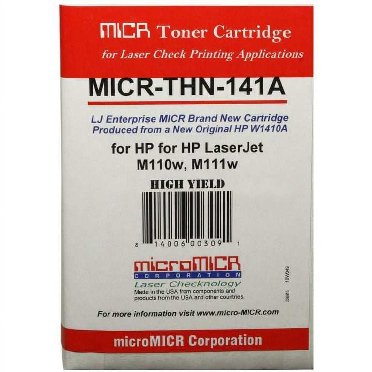 microMICR MICR Standard Yield Laser Toner Cartridge - Alternative for HP 141A (W1480A) - Black - 1 Each - 950 Pages microMICR MICR Standard Yield Laser Toner Cartridge - Alternative for HP 141A (W1480A) - Black - 1 Each - 950 Pages