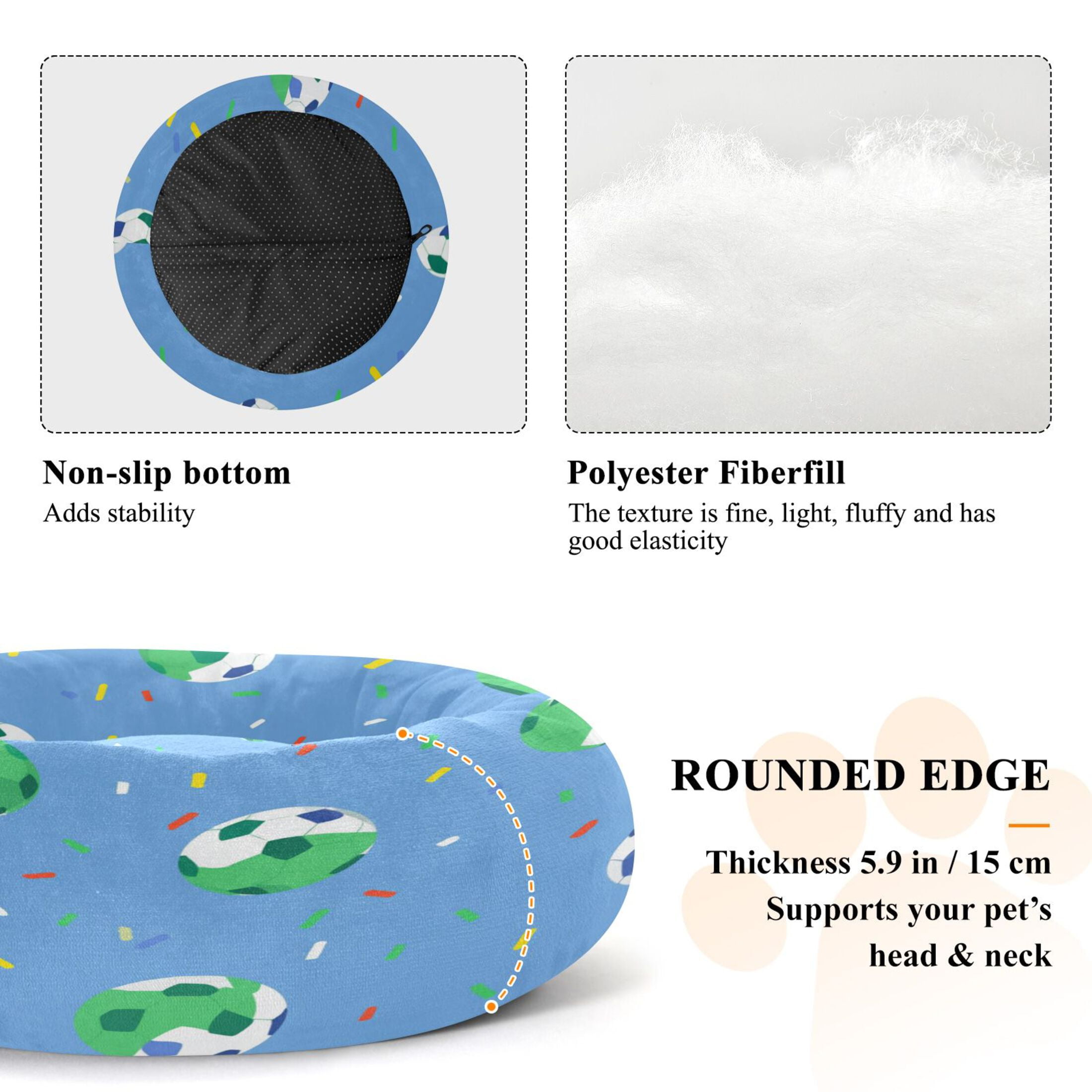 Iauyy Pet Couch Donut Cat Bed for Indoor Cats/Small Dogs Washable & Machine with Non-slip Bottom Calming Cat Furniture, Football Illustration (M)