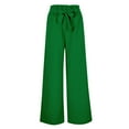 thumbnail image 4 of Riforla Women Casual Pants High Waisted Self Tie Belted Pants Straight Long Trousers with Pockets Womens Summer Pants Green XXL, 4 of 8