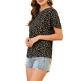 thumbnail image 5 of Allegra K Women's Floral Butterfly Short Sleeve Round Neck Casual Blouse Tops, 5 of 7