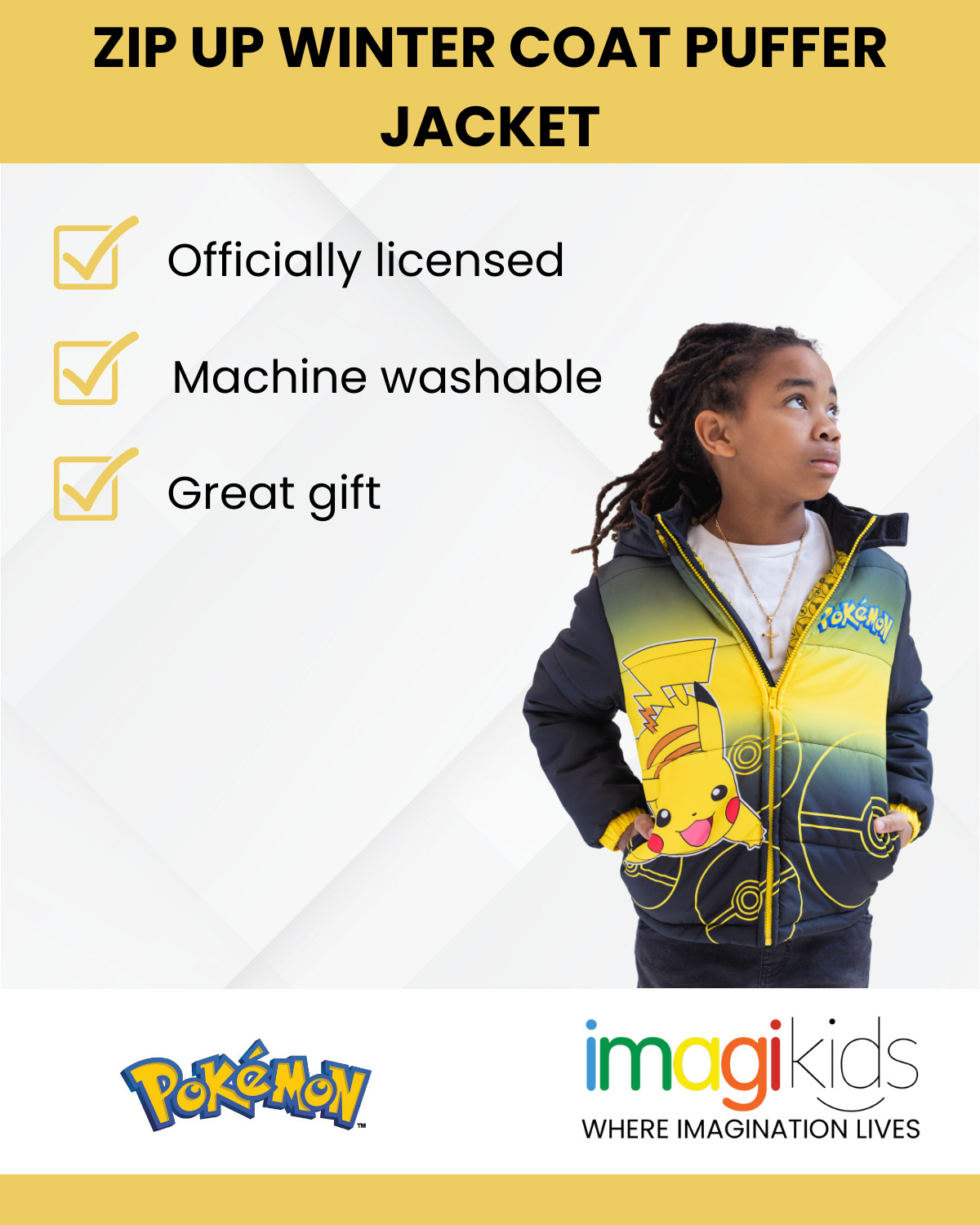 Pokémon Pikachu Boys Puffer Jacket with Hood photo 5