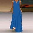 thumbnail image 1 of Robes pour Femmes Rondes Mode Été Sans Manches Solide Col en V Poche Longue Robe Sans Manches Col en V Robe Décontractée Robes d'Été pour Femmes en Liquidation, 1 of 5