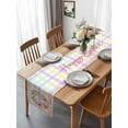 thumbnail image 3 of Burlap Table Runner 120 Inches Long, Spring Pastoral Flower Colorful Stripe Non-Slip Kitchen Table Runners for Dining Room Everyday Use Party Table Decorations Easter Egg Butterfly, 3 of 9