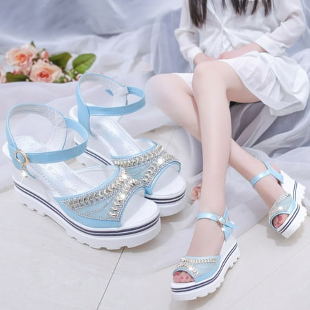 

Fashion Women Ankle Strap Summer Slide Sandals Platforms Wedges Shose