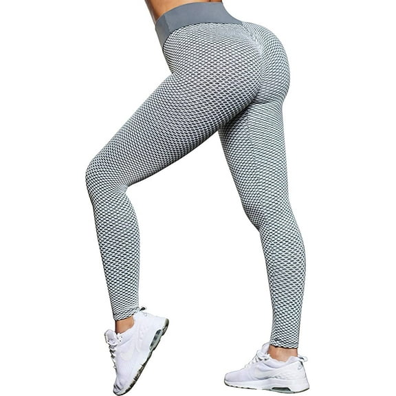 PANuYIN Women's High Waist Textured Butt Lifting Slimming Workout Leggings Tights, S