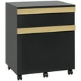 thumbnail image 1 of Vinsetto 2 Drawers Filing Cabinet, File Cabinet with 5 Wheels, Black, 1 of 10