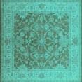 thumbnail image 1 of Ahgly Company Machine Washable Indoor Square Oriental Turquoise Blue Traditional Area Rugs, 4' Square, 1 of 4