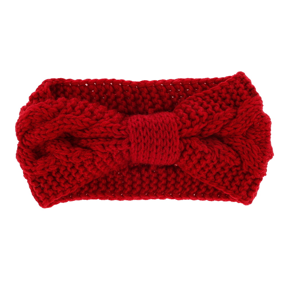 Chunky Knit Top Knot Ear Warmer Bright Red 
