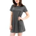 thumbnail image 3 of Gustave Women's Sundress Short Sleeve Casual T-shirt Dress, Crew Neck Loose Flowy Swing Tunic Dress Summer (Gray, M), 3 of 10