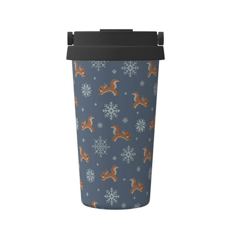 

Salouo Squirrel And Snowflakes Print Coffee Travel Mug Spill Proof with Lid-Stainless Steel Vacuum Insulated Tumbler - Thermos Cup for Keep Hot/Ice Coffee Tea and Beer