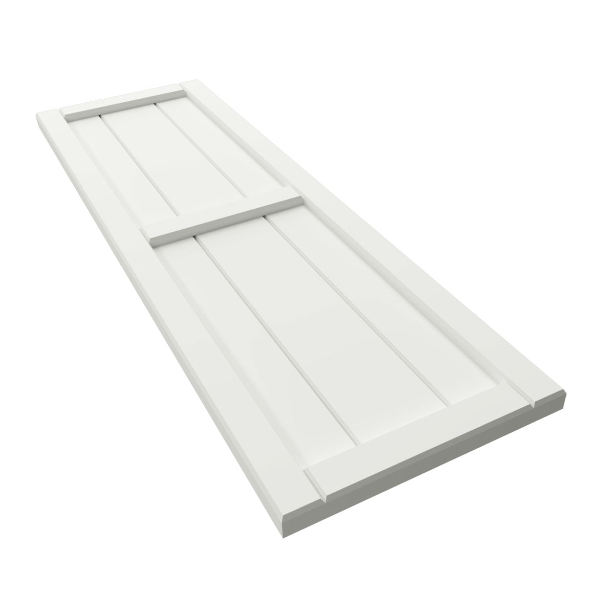 Ekena Millwork 21 1/2"W x 79"H True Fit PVC, Four Board Framed Board-n-Batten Shutters, Unfinished (Per Pair - Hardware Not Included)