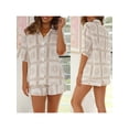 thumbnail image 3 of Yunliwuli Women Summer Shorts Outfits Sun/Shell Print Short Sleeve Shirts Tops Elastic Waist Shorts 2 Pieces Clothes Set, 3 of 10