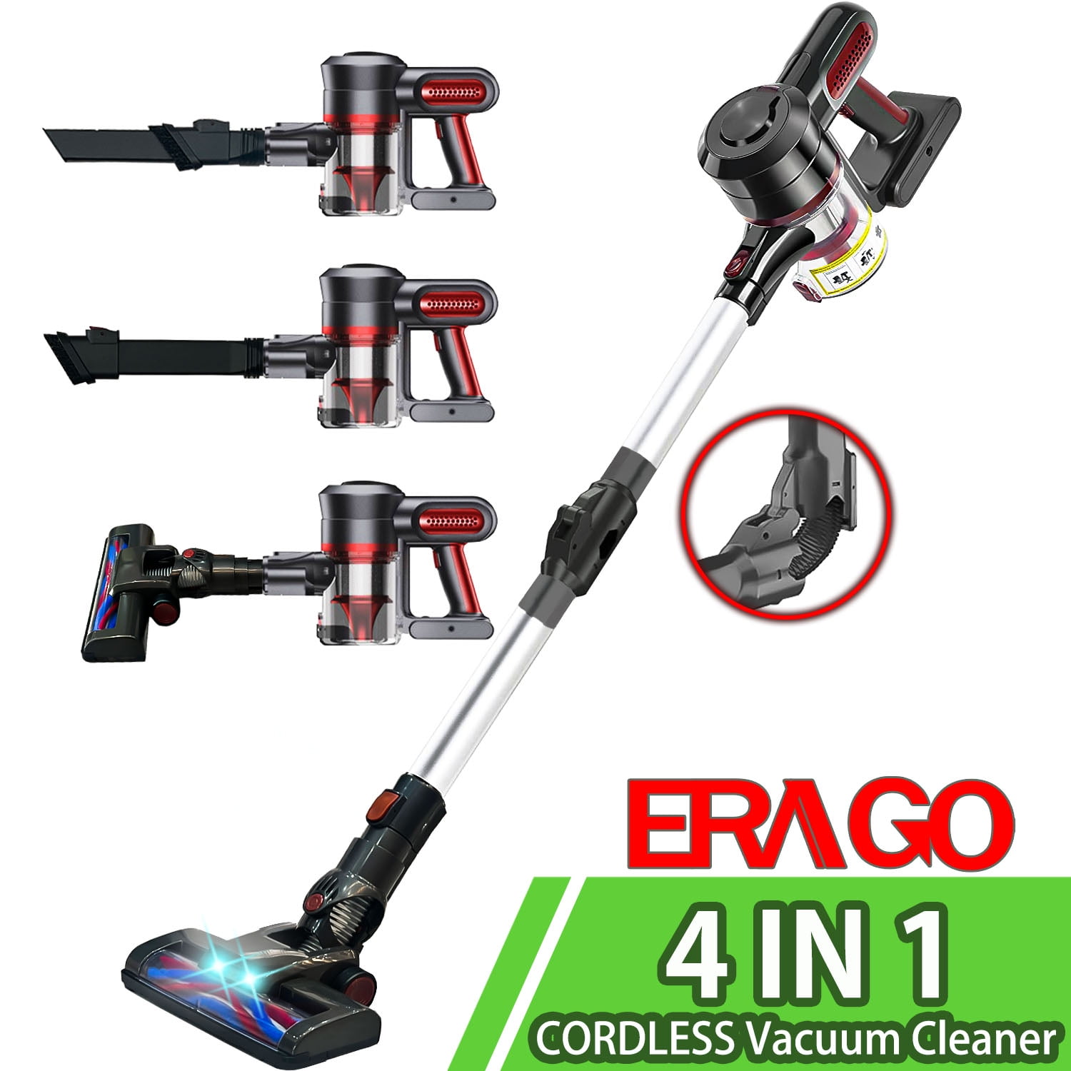 Erago Cordless Vacuum with Stick, Lightweight Vacuum Cleaner for Pet