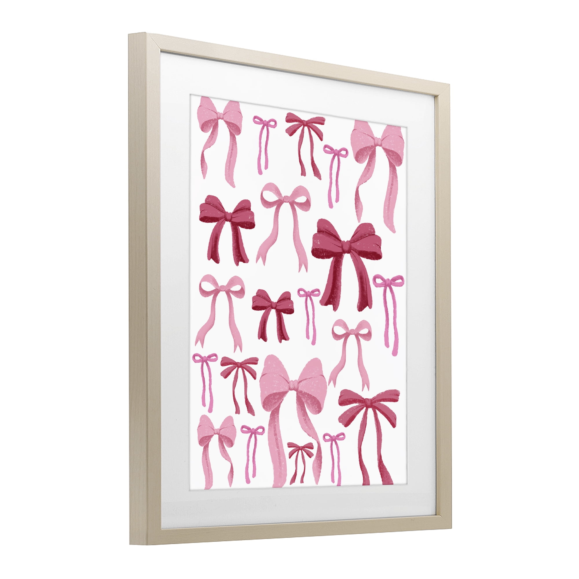 Stupell Industries Bows All Over Pink & Red Birch Framed Print Under Glass, design by Marcus Prime