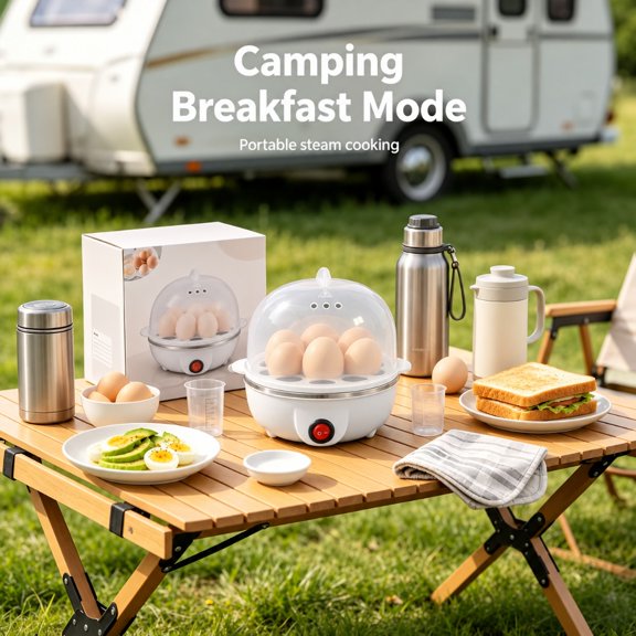 Electric Egg Cooker One Touch Quick Breakfast Maker Small Compact Egg Steamer Auto Power Off Multifunctional Egg Boiler For Soft Hard Boiled Eggs Poached Eggs Household Kitchen Mini Egg Maker