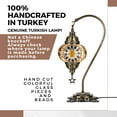 thumbnail image 6 of DEMMEX Authentic Turkish Lamp, Made in Turkey, Turkish Moroccan Mosaic Table Bedside Lamp, 100% Handcrafted, Antique Brass Color Metal Body and Decorated Metal Base, Gooseneck, 15" Amber - Brown, 6 of 7