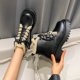 thumbnail image 3 of NECHOLOGY Botas Mujer Adulto Femenino Zapatos Botines mujer Botines de mujer Moda de otoño e invierno Color sólido Cálido Algodón de felpa Cómodo Punta redonda Tacón cuadrado (Black, 7.5), 3 of 7