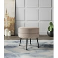 thumbnail image 2 of Manhattan Comfort Bailey Ottoman in Oatmeal with Solid Wood Base & Black Feet, 2 of 8