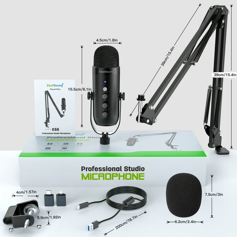 ZealSound Gaming Mic Kit, USB Condenser Mic with Boom Arm ZealSound Gaming Mic Kit, USB Condenser Mic with Boom Arm