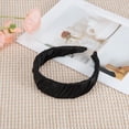 thumbnail image 3 of Unique Bargains 1 Pc Headband Wide Pleats Satin Hair Accessories Black, 3 of 5