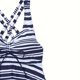 thumbnail image 5 of Trajes de baño Amzcrzy Tankini para mujer, bikini de control de abdomen para mujer, bikini de rayas con cuello en V profundo y aros, traje de baño con cuello en V, azul, 2XL, 5 of 6