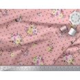 thumbnail image 2 of Soimoi Pink Velvet Fabric Leaves,Small Circle & Floral Print Sewing Fabric BTY 58 Inch Wide, 2 of 3