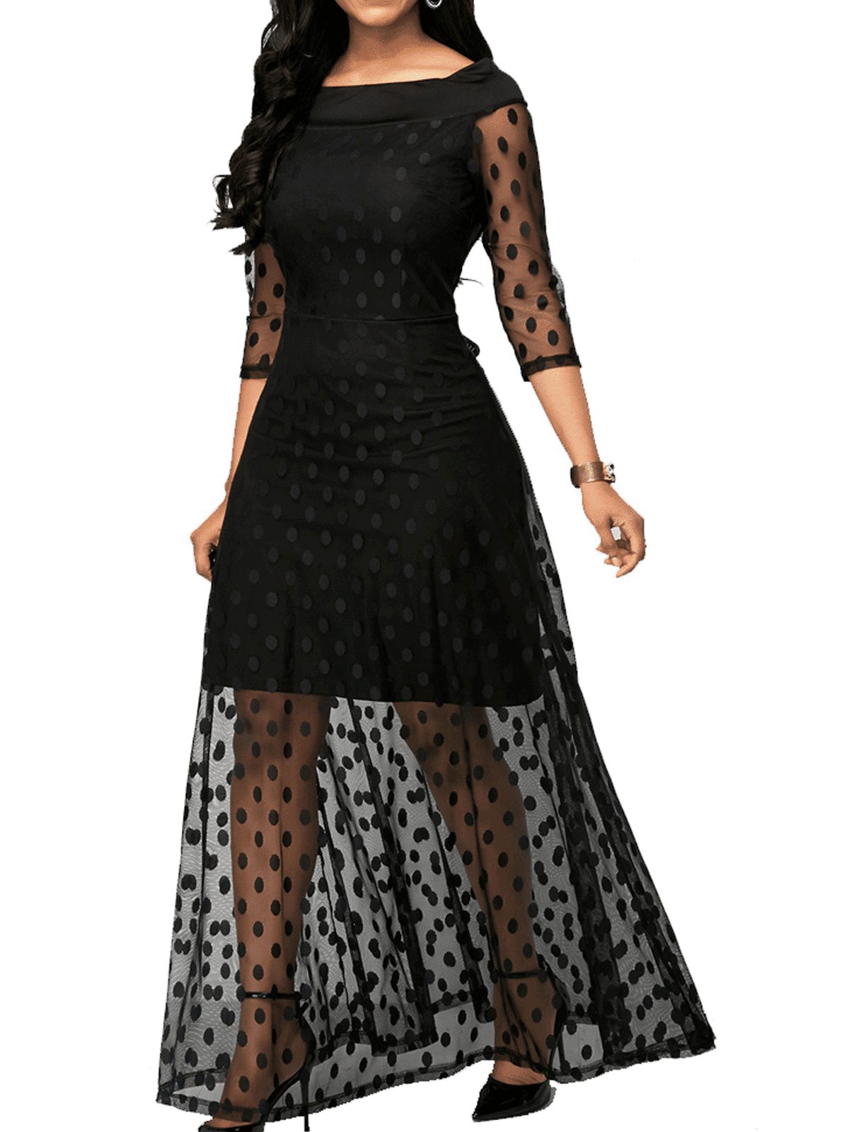 ladies black maxi dress