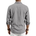 thumbnail image 5 of Havenx Linen Dress Shirts for Men Long Sleeve Button Down Dress Shirt with Pocket Collared Shirts Classic Casual Business Regular Fit Top,Gray S, 5 of 5
