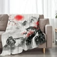 thumbnail image 4 of Fleece Blanket Japanese Splash Red Cherry Blossom Gifts For Girls Women Men Boys Cozy Fuzzy Landscape Blankets - Warm, Flannel for Sofa or Bed, Machine Washable, 4 of 7