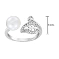 thumbnail image 5 of Shimmering Tropical Leaf Embrace White Pearl Sterling Silver Adjustable Ring for Female Anniversary, 5 of 5