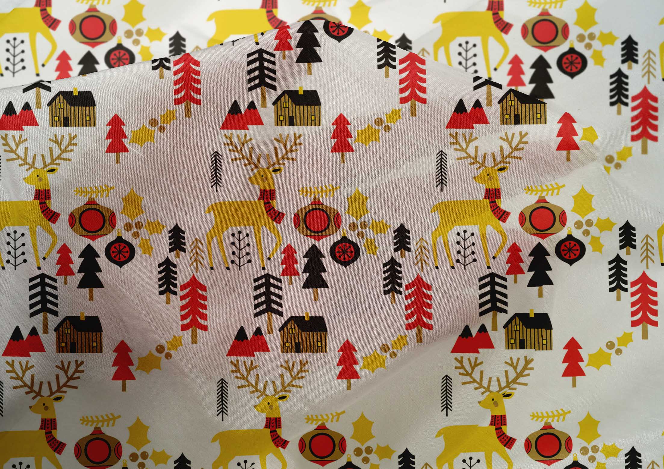 oneOone Cotton Silk White Fabric Merry Christmas Fabric For Sewing Printed Craft Fabric By The Yard 42 Inch Wide