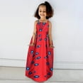 thumbnail image 2 of Zhuashum Girls Dress 5-6 Years Traditional Dashiki Dresses Round Neck Flower Graphic Sundress Sleeveless Spring Summer Elegance Girl Clothes Red, 2 of 7