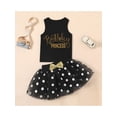 thumbnail image 2 of Franhais 2Pcs Girls Tracksuit,Letters Print Tank Tops + Sequined Mesh Elastic Waist Short Skirt Set, 2 of 9