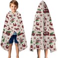 thumbnail image 3 of Multicolor Christmas Camping Pattern Hooded Bath Towel，50"x30" for Ages 3 To 12 Kids, Quick Dry Lightweight Soft Microfiber Hood Beach Towel Cover Up for Kids, 3 of 7