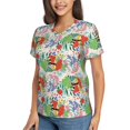 thumbnail image 2 of Vsdgher Mushroom and Frogs Women Shirts V Neck Short Sleeve Tops T-Shirt Basic Tees, S to 3XLSmall, 2 of 5