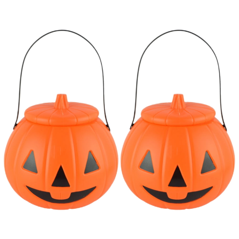 HOMEMAXS 2 Pcs Candy Buckets Halloween Pumpkin Candy Buckets Portable
