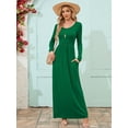 thumbnail image 2 of Chiclily Women's Long Sleeve Loose Plain Maxi Dresses Casual Long Dresses with Pockets, Green XL, 2 of 6