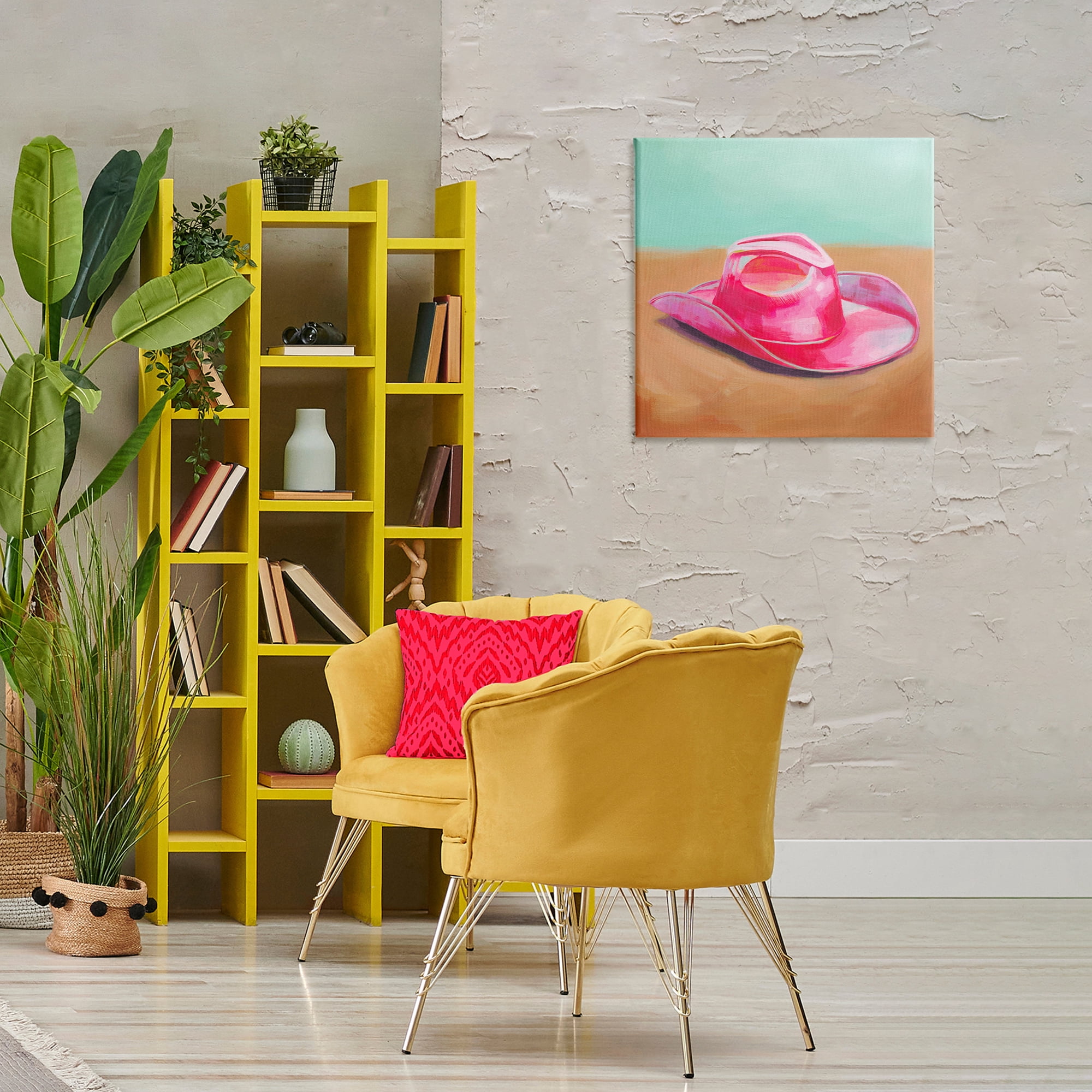 Stupell Industries Pink Cowgirl Hat Entertainment Painting Wrapped Canvas Art Print Wall Art, 24 x 24