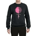 thumbnail image 2 of Wild Bobby, Faith Pink Ribbon Sunflower, Breast Cancer Awareness, Unisex Crewneck Graphic Sweatshirt, Black, Small, 2 of 5
