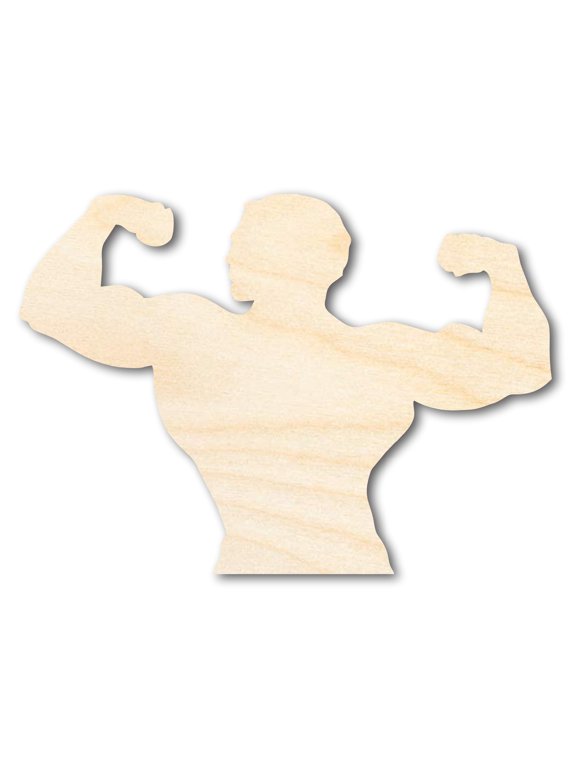 Unfinished Wood Muscle Man Shape | DIY Craft Cutout 6" / 1/4"