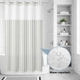 thumbnail image 3 of No Hook Shower Curtain with Built-in Rings - Sage Green Vintage Striped Washable Waterproof Fabric Bathroom Curtains for Hotel,Rentals, Stall 36 X 72 Inch , Abstract Modern Geometric Art, 3 of 8