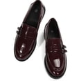 thumbnail image 3 of Pennysue Women's Patent Leather Loafers with Decorative Buckle Round Toe Chunky Heel Slip On Casual Dress Shoes for School Work Daily Wear, 3 of 6